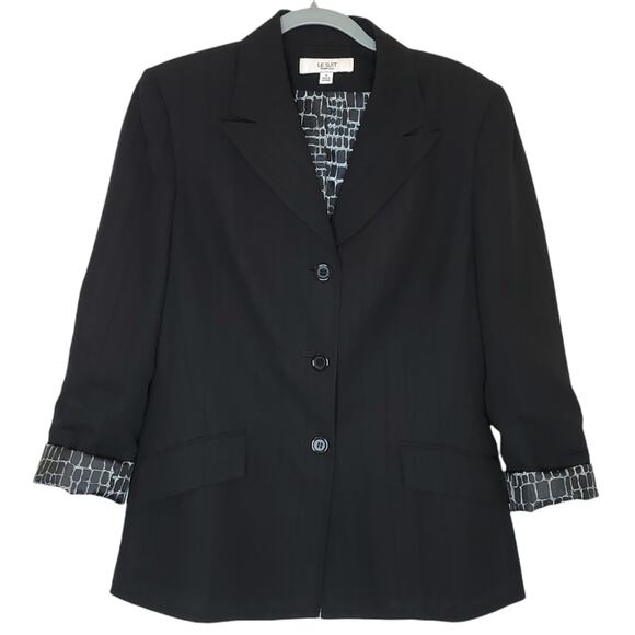 Le Suit Classic Single Breast Stripe Jacket Blazer, 12 - Picture 9 of 9